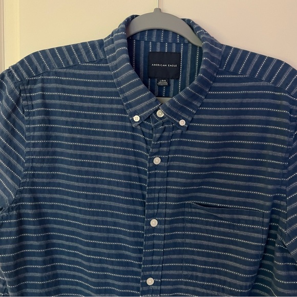 American Eagle Outfitters short sleeved striped button down shirt | size large - Picture 7 of 10
